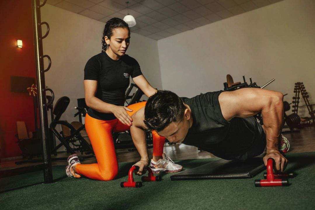 Gym floor with weights